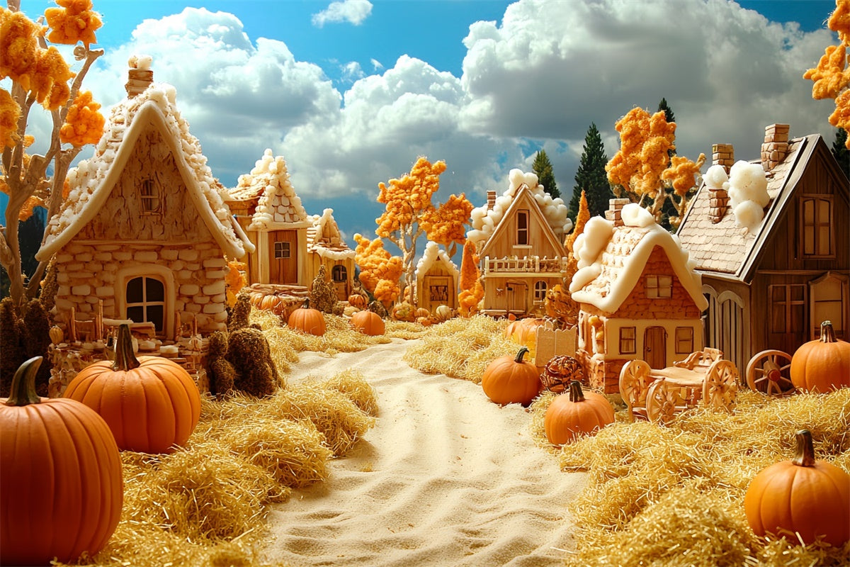 Toile de fond Photo Automne Allée du Cottage aux Citrouilles CSH6-197