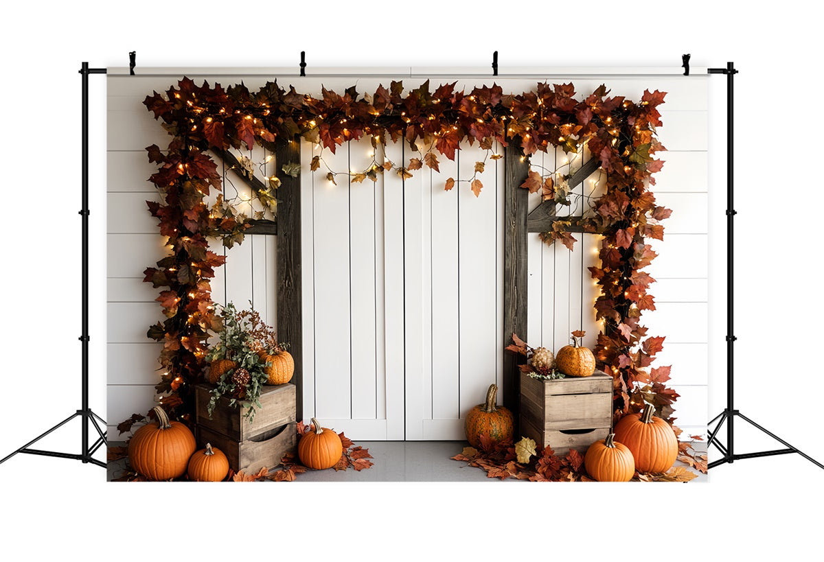 Toile de fond Photo Automne Porche Automnal et Guirlande CSH6-198