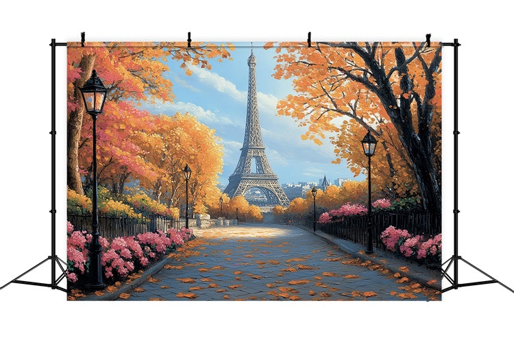Toile de fond Photo Automne Promenade Dorée Parisienne CSH6-206