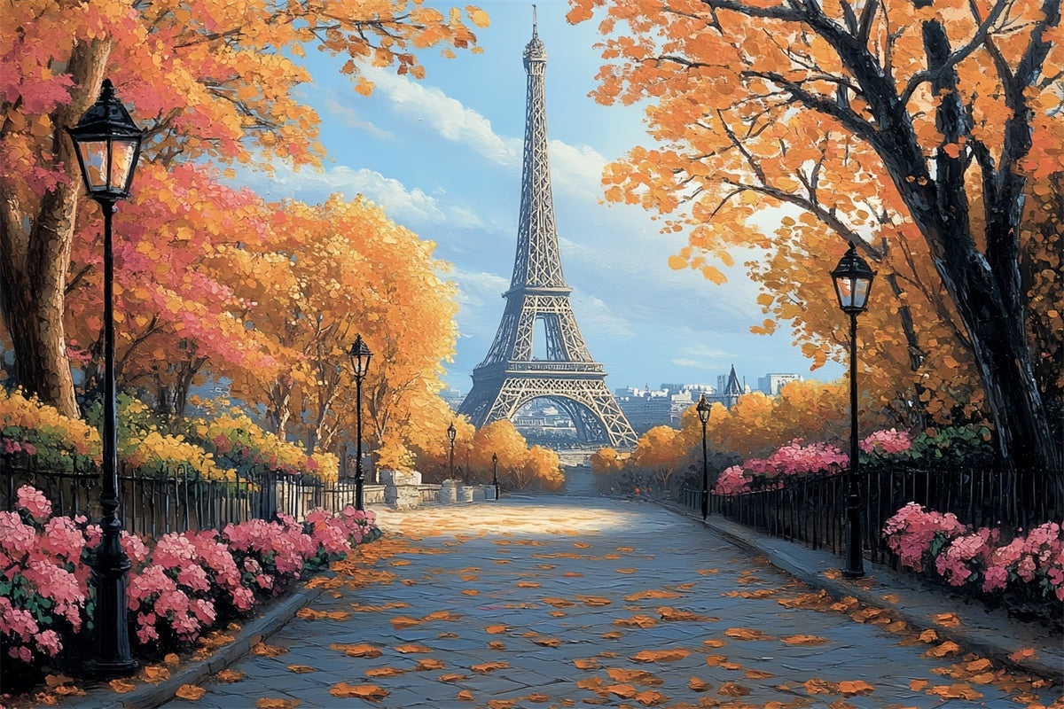 Toile de fond Photo Automne Promenade Dorée Parisienne CSH6-206