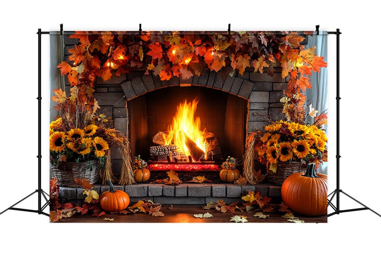 Toile de fond Photo Automne Chaleur Rustique près de la Cheminée CSH6-212