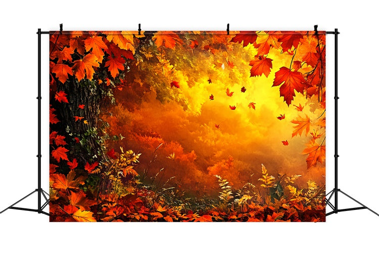 Toile de fond Déco Automne Feuilles Dansantes et Fantaisie CSH6-213