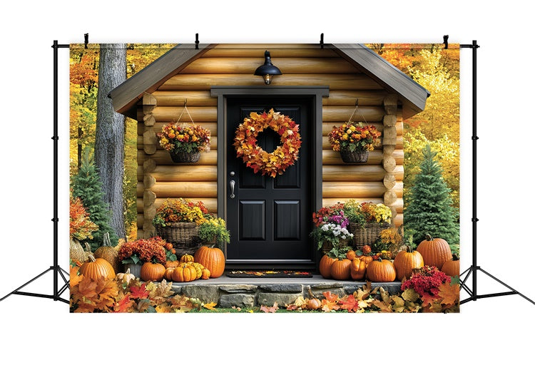 Toile de fond Photo Automne Entrée de Cabane Douillette CSH6-217