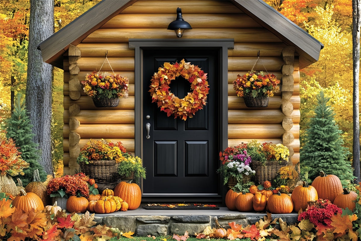 Toile de fond Photo Automne Entrée de Cabane Douillette CSH6-217
