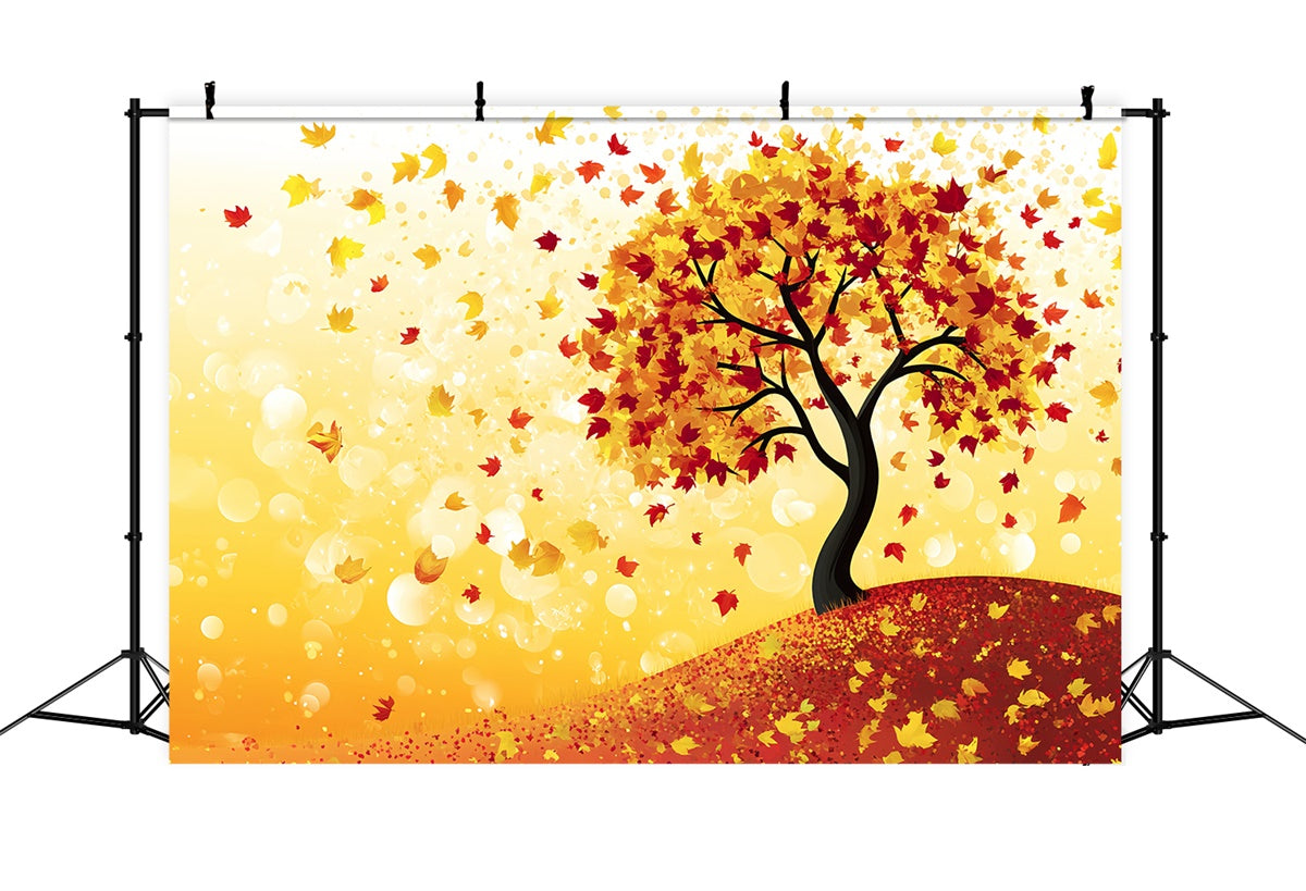 Toile de fond Déco Automne Arbre Dessiné et Fantaisie CSH6-225
