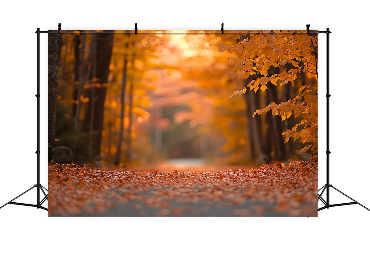 Toile de fond Automne Sentier Tranquille et Feuilles en Forêt CSH6-230