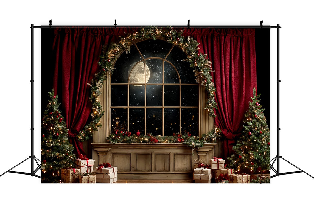 Toile de fond photo Noël Nuit Silencieuse Fenêtre CSH6-245