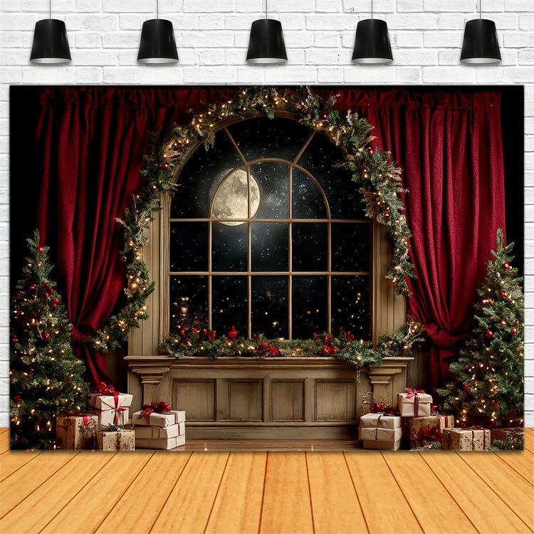 Toile de fond photo Noël Nuit Silencieuse Fenêtre CSH6-245