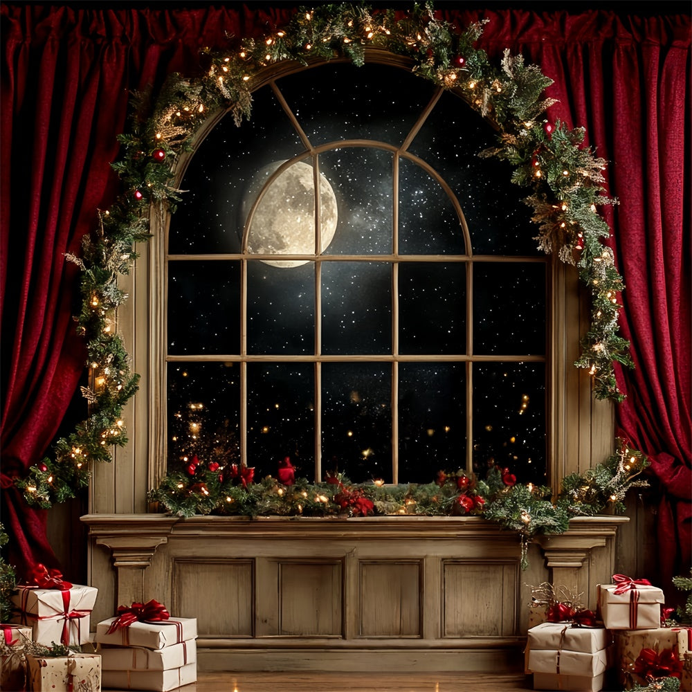 Toile de fond photo Noël Nuit Silencieuse Fenêtre CSH6-245