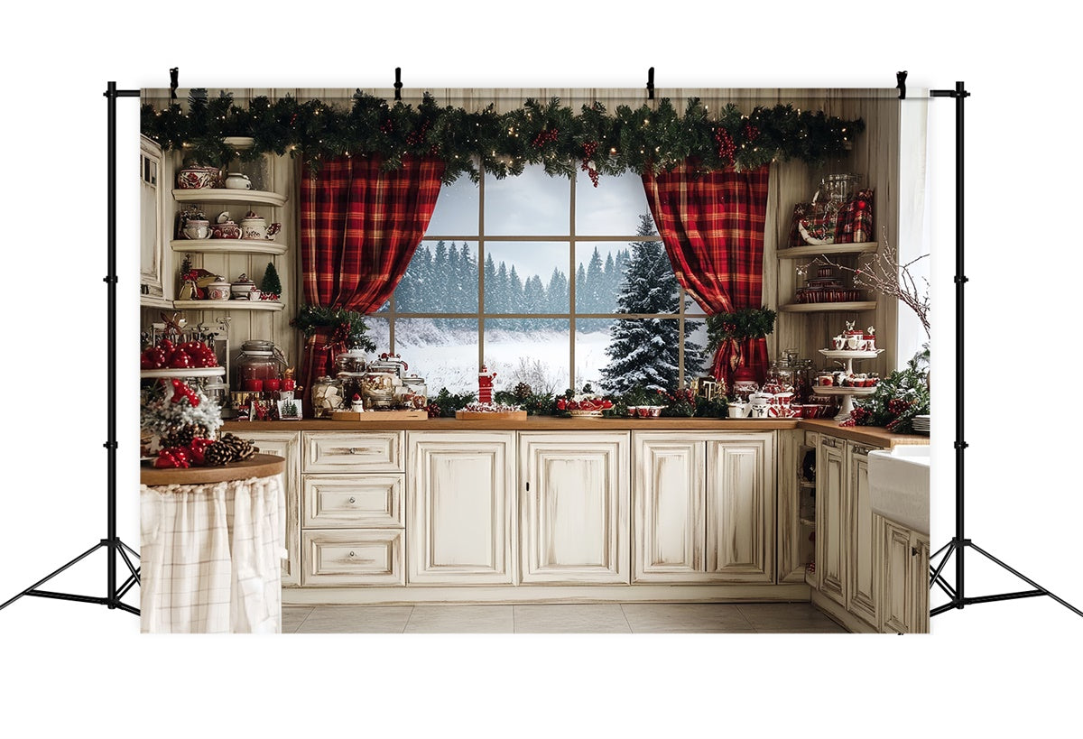 Toile de fond Noël Cottage de Boulangerie Rustique CSH6-248