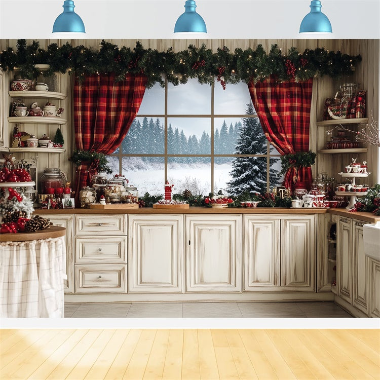 Toile de fond Noël Cottage de Boulangerie Rustique CSH6-248