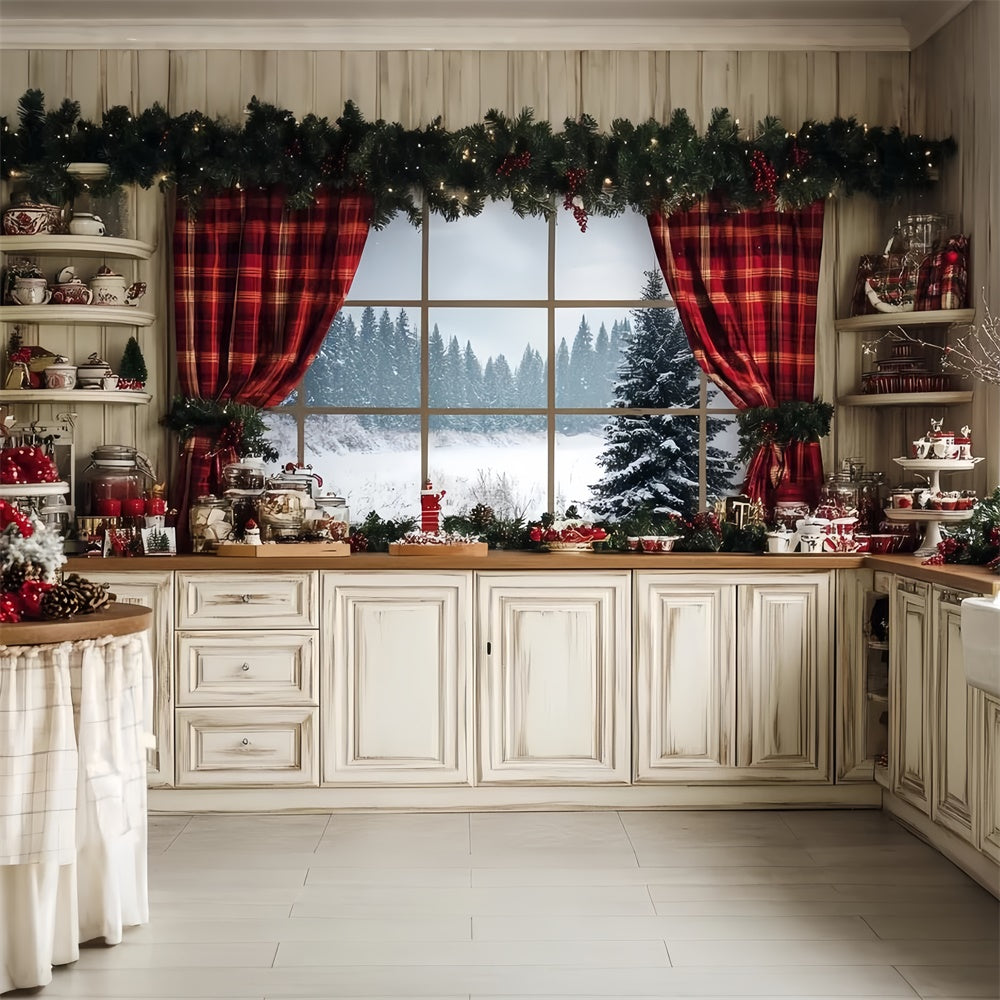 Toile de fond Noël Cottage de Boulangerie Rustique CSH6-248