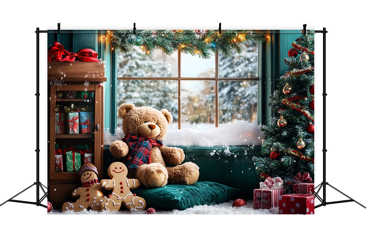Toile de fond photo Noël Ourson et Pain d’Épices CSH6-252