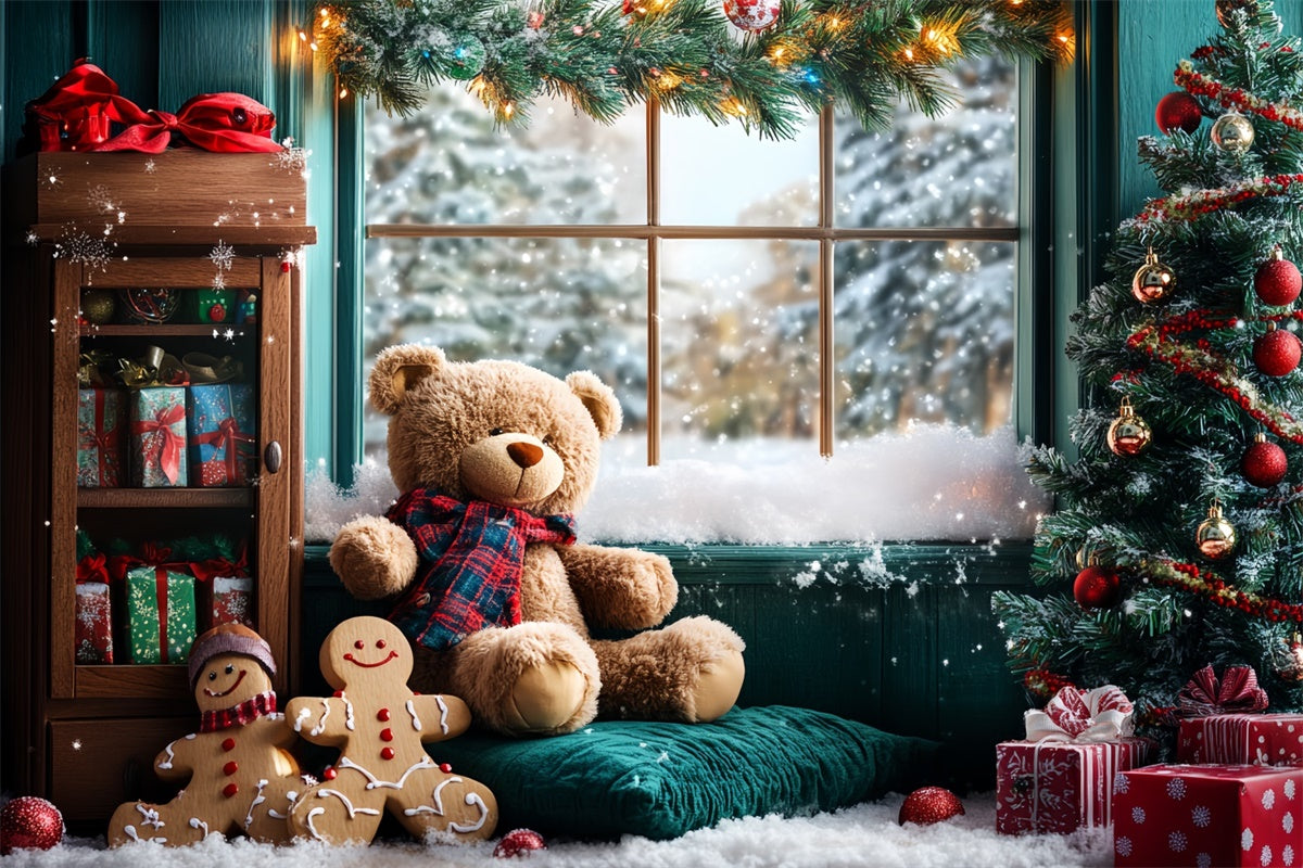 Toile de fond photo Noël Ourson et Pain d’Épices CSH6-252