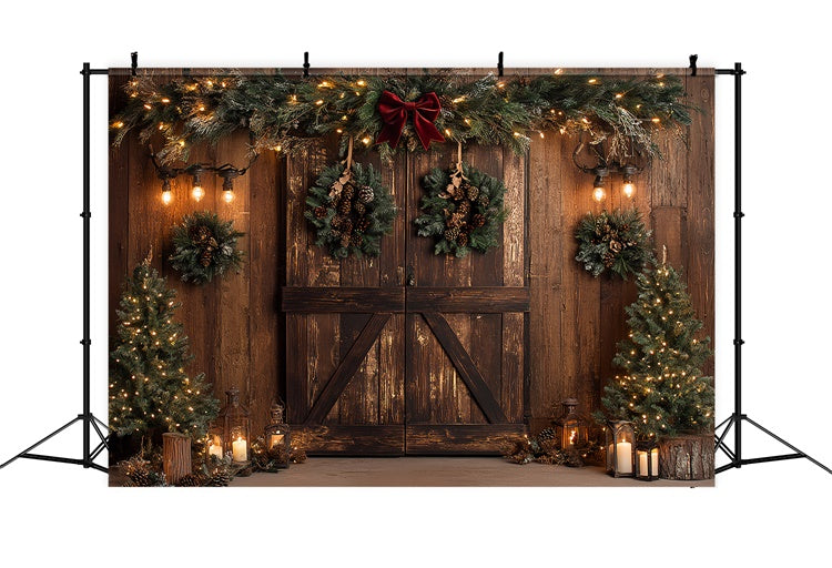 Toile de fond Noël Guirlande de Pommes de Pin Rustique CSH6-253