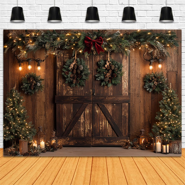 Toile de fond Noël Guirlande de Pommes de Pin Rustique CSH6-253