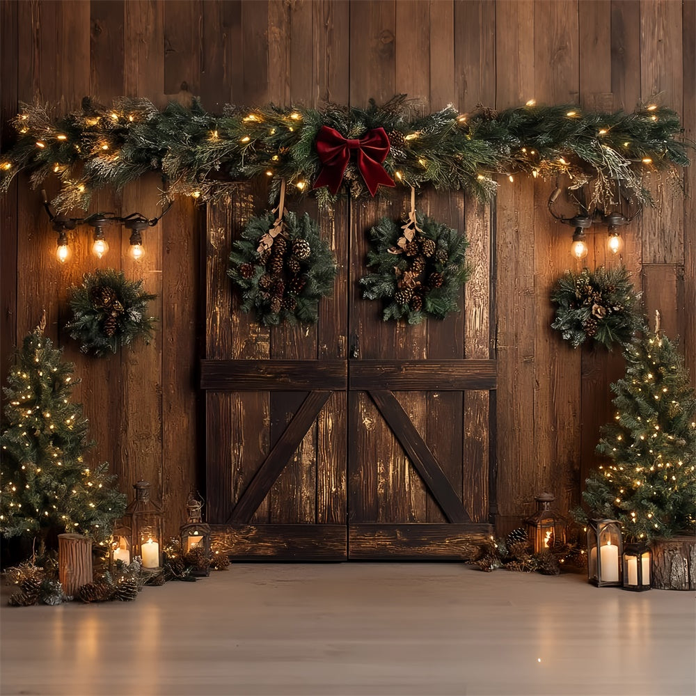 Toile de fond Noël Guirlande de Pommes de Pin Rustique CSH6-253
