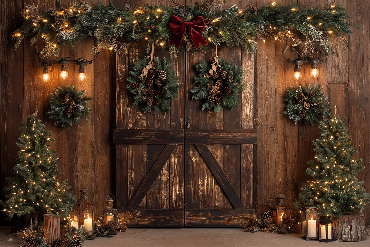 Toile de fond Noël Guirlande de Pommes de Pin Rustique CSH6-253