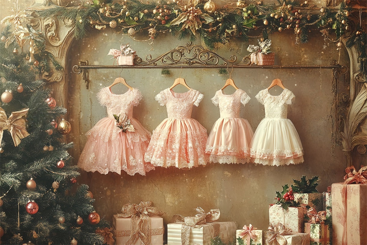 Toile de fond Noël Guirlande et Robe de Rêve CSH6-254