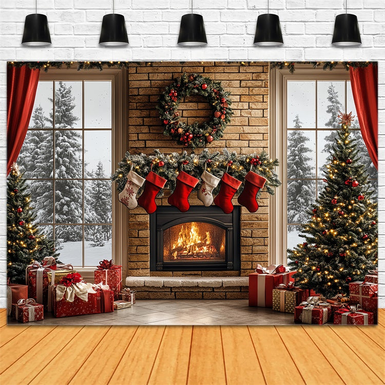 Toile de fond Noël Foyer Chaleureux Hivernal CSH6-257