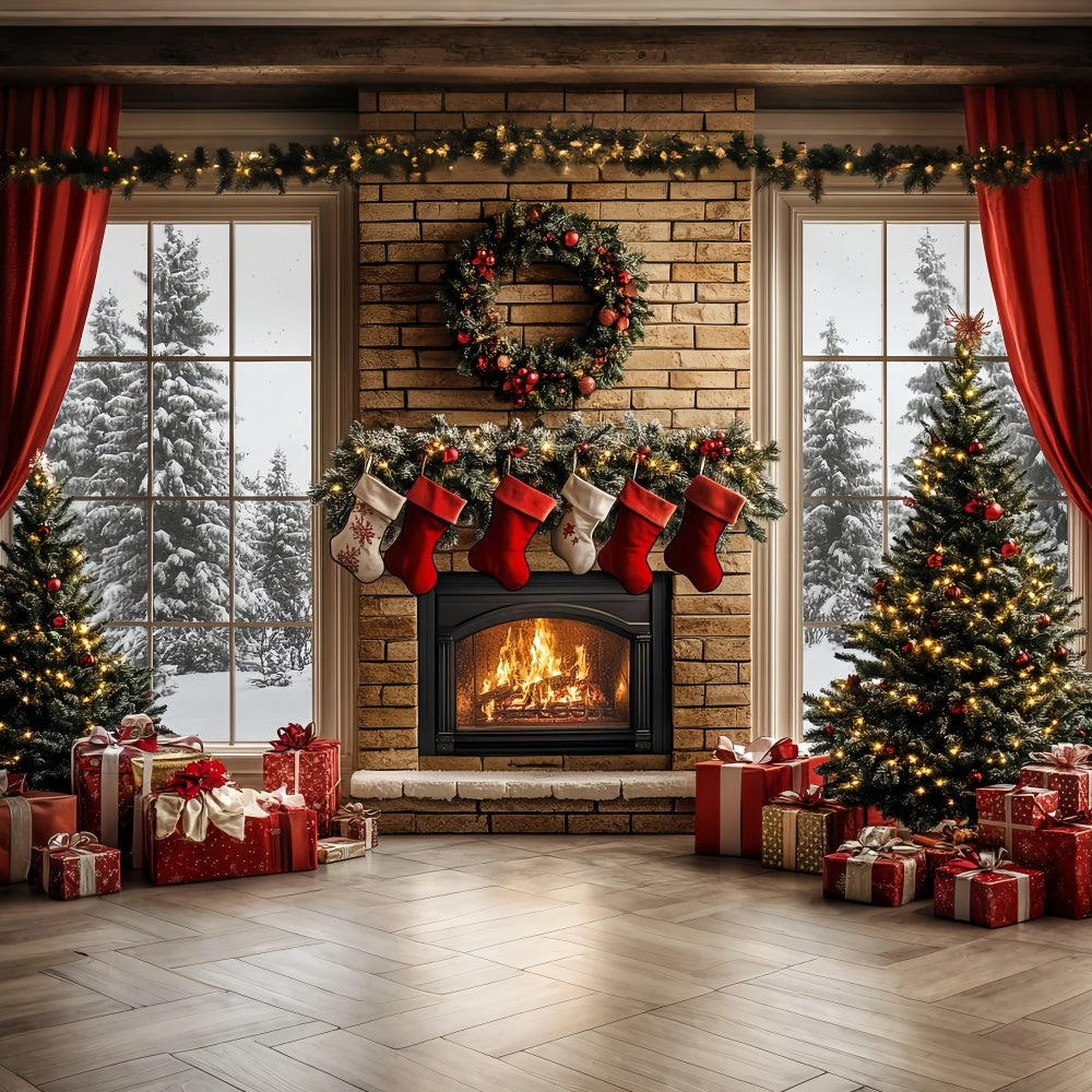 Toile de fond Noël Foyer Chaleureux Hivernal CSH6-257