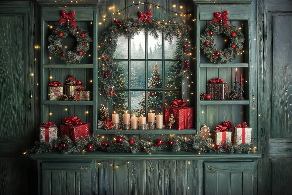 Toile de fond photo Noël Fenêtre de Noël Conviviale CSH6-258