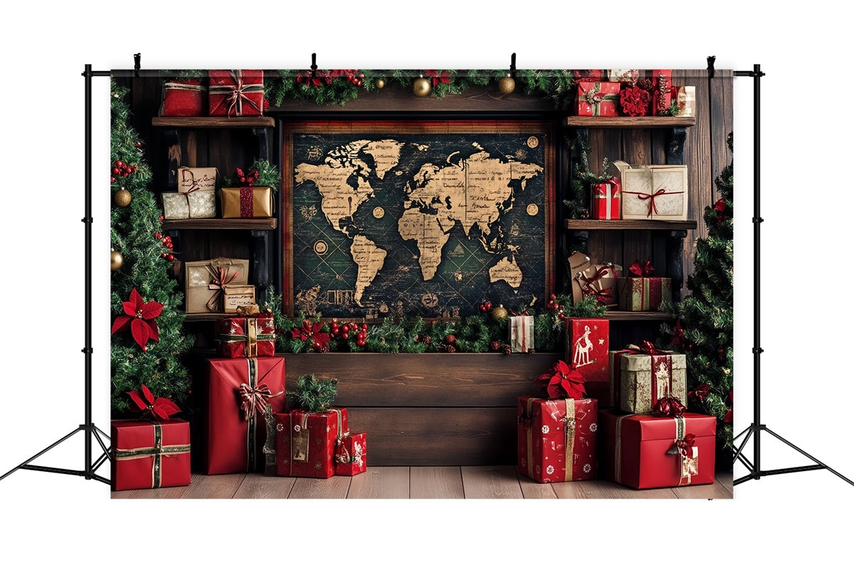 Toile de fond Noël Voiturete Vintage et Cadeaux de Noël CSH6-259