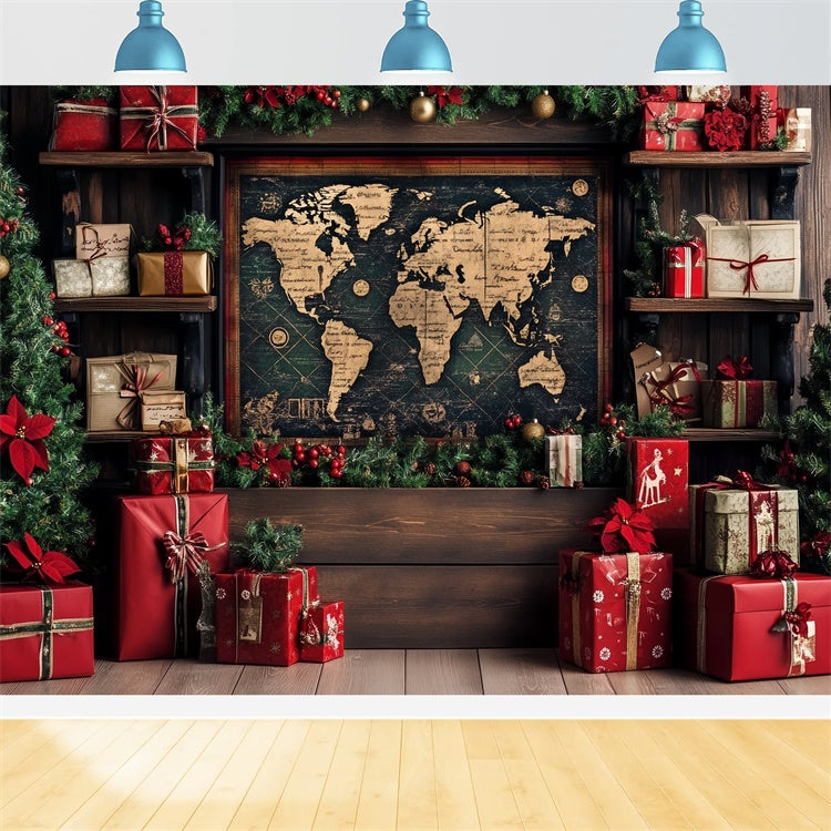 Toile de fond Noël Voiturete Vintage et Cadeaux de Noël CSH6-259