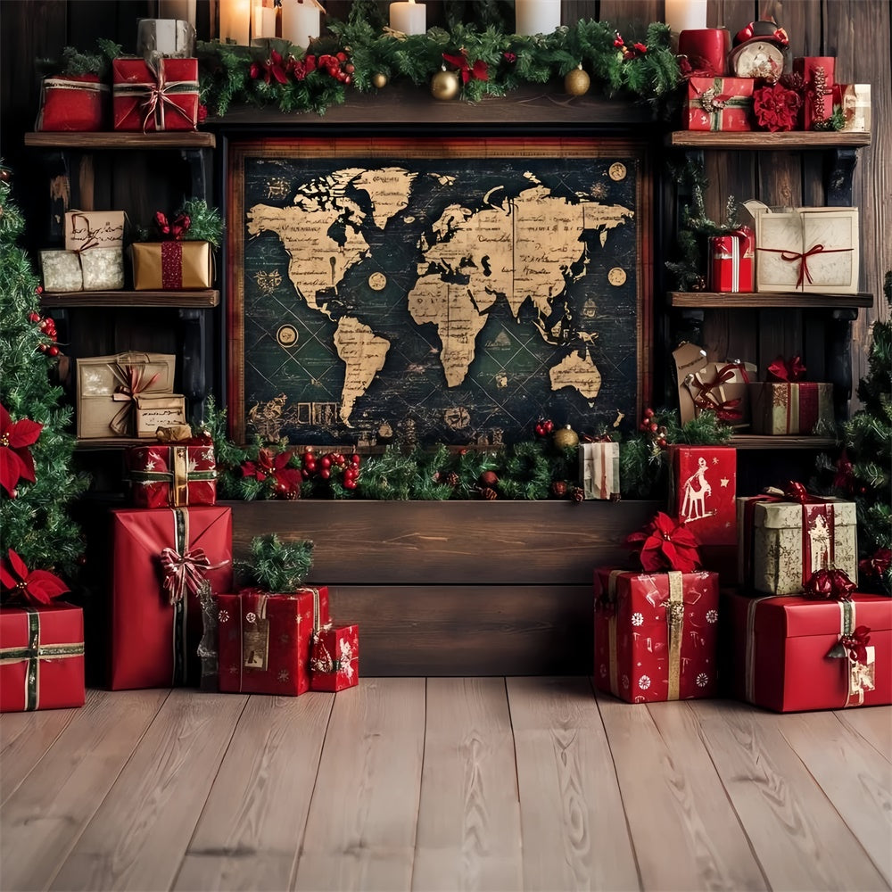 Toile de fond Noël Voiturete Vintage et Cadeaux de Noël CSH6-259