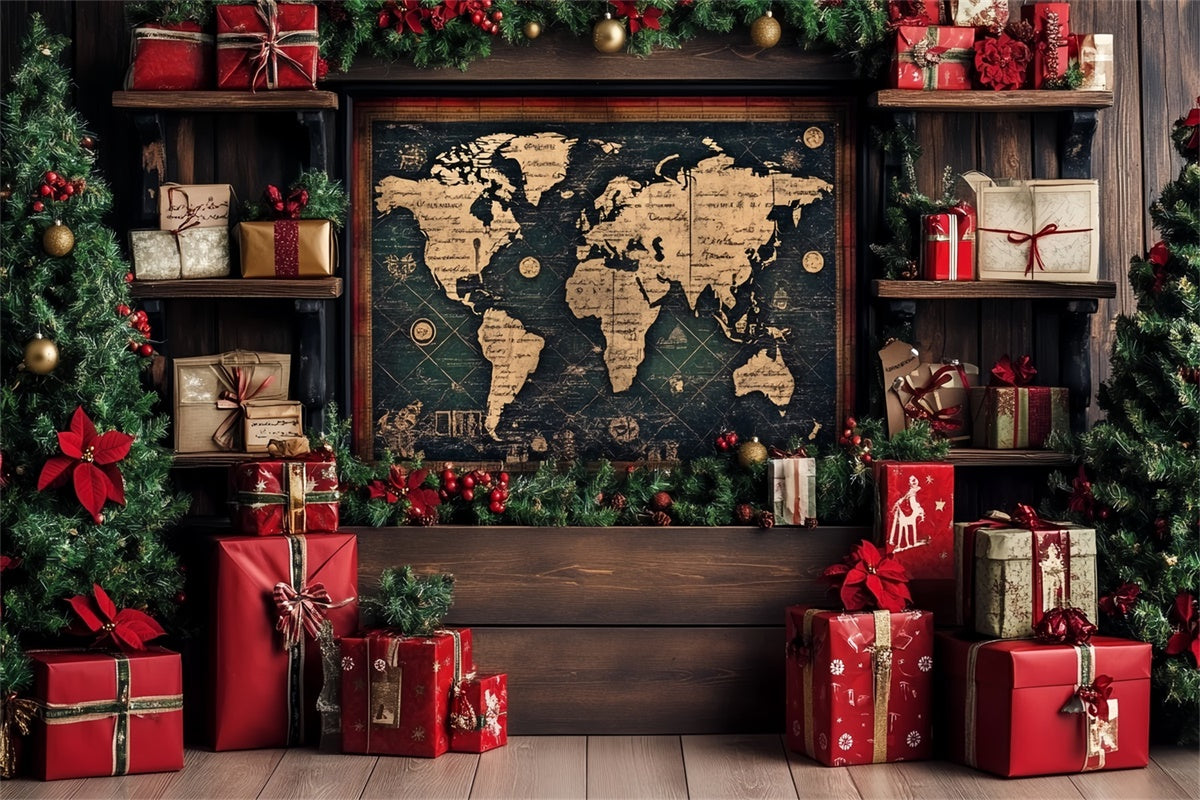 Toile de fond Noël Voiturete Vintage et Cadeaux de Noël CSH6-259