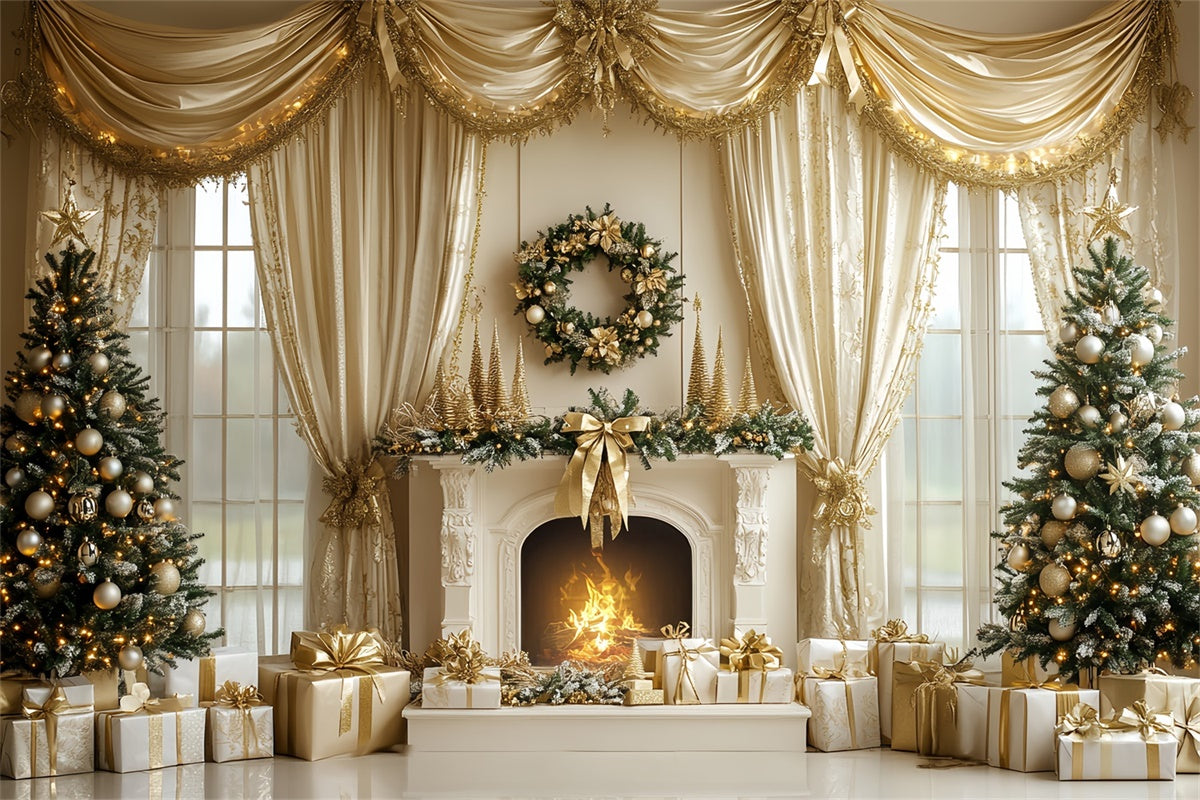 Toile de fond de Noël Cheminée Élégante de Fêtes CSH6-262
