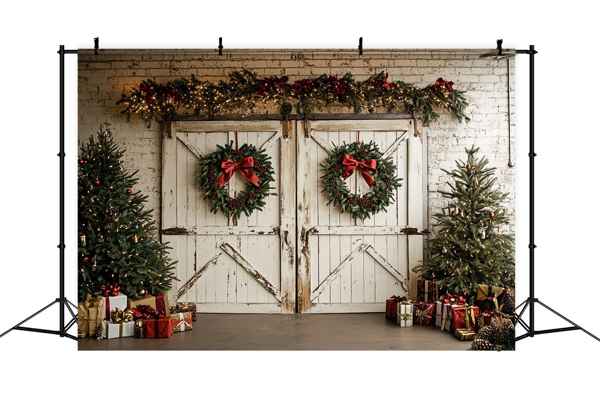 Toile de fond Noël Grange Blanche de Noël Professionnelle CSH6-264