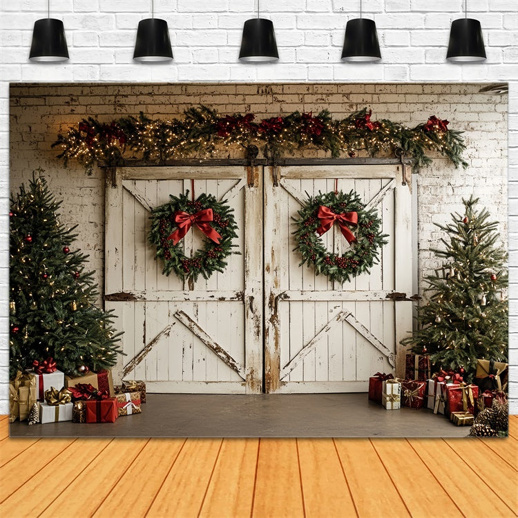 Toile de fond Noël Grange Blanche de Noël Professionnelle CSH6-264