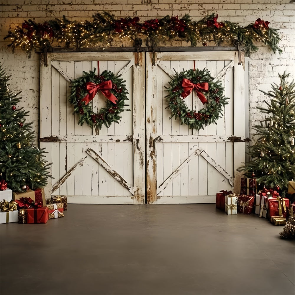 Toile de fond Noël Grange Blanche de Noël Professionnelle CSH6-264