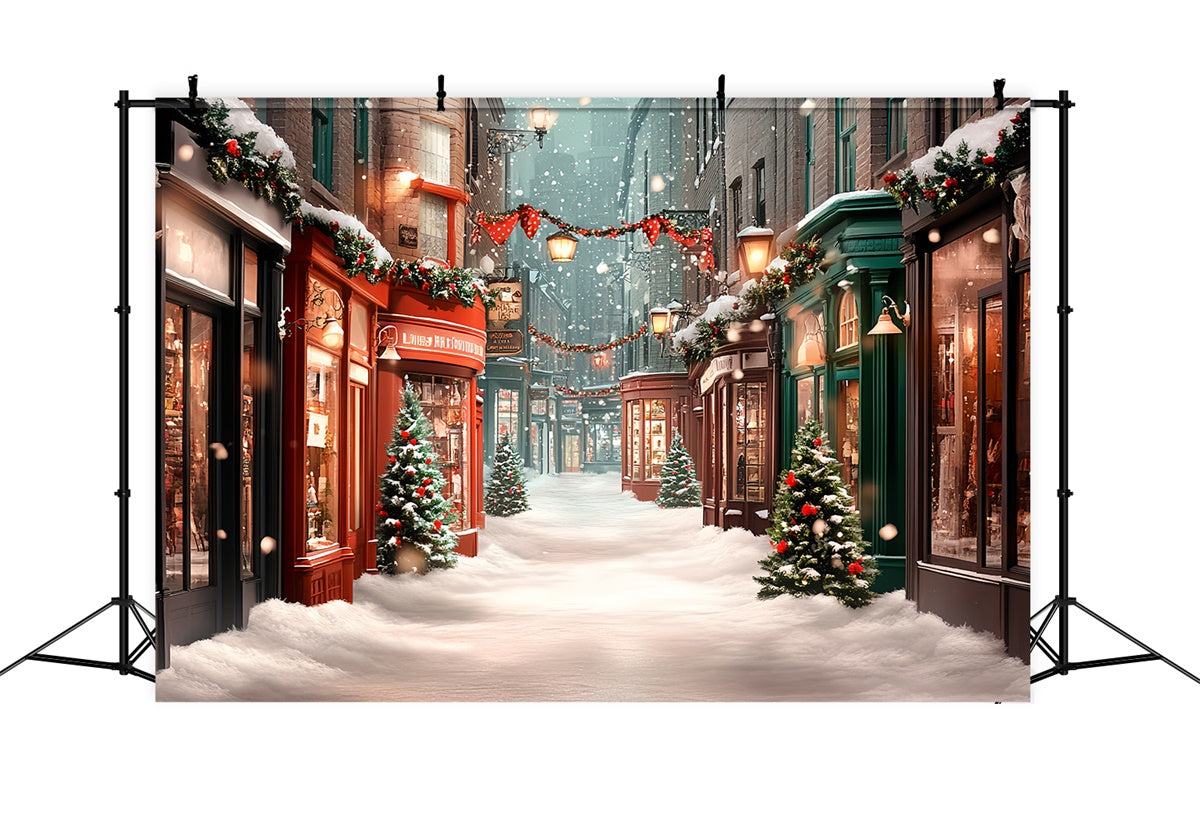 Toile de fond photo Noël Rue Hivernale Conviviale CSH6-265