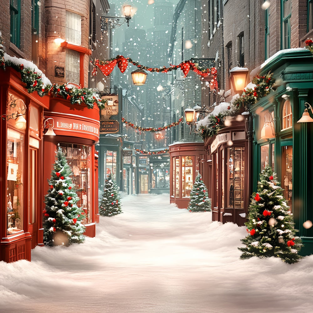Toile de fond photo Noël Rue Hivernale Conviviale CSH6-265