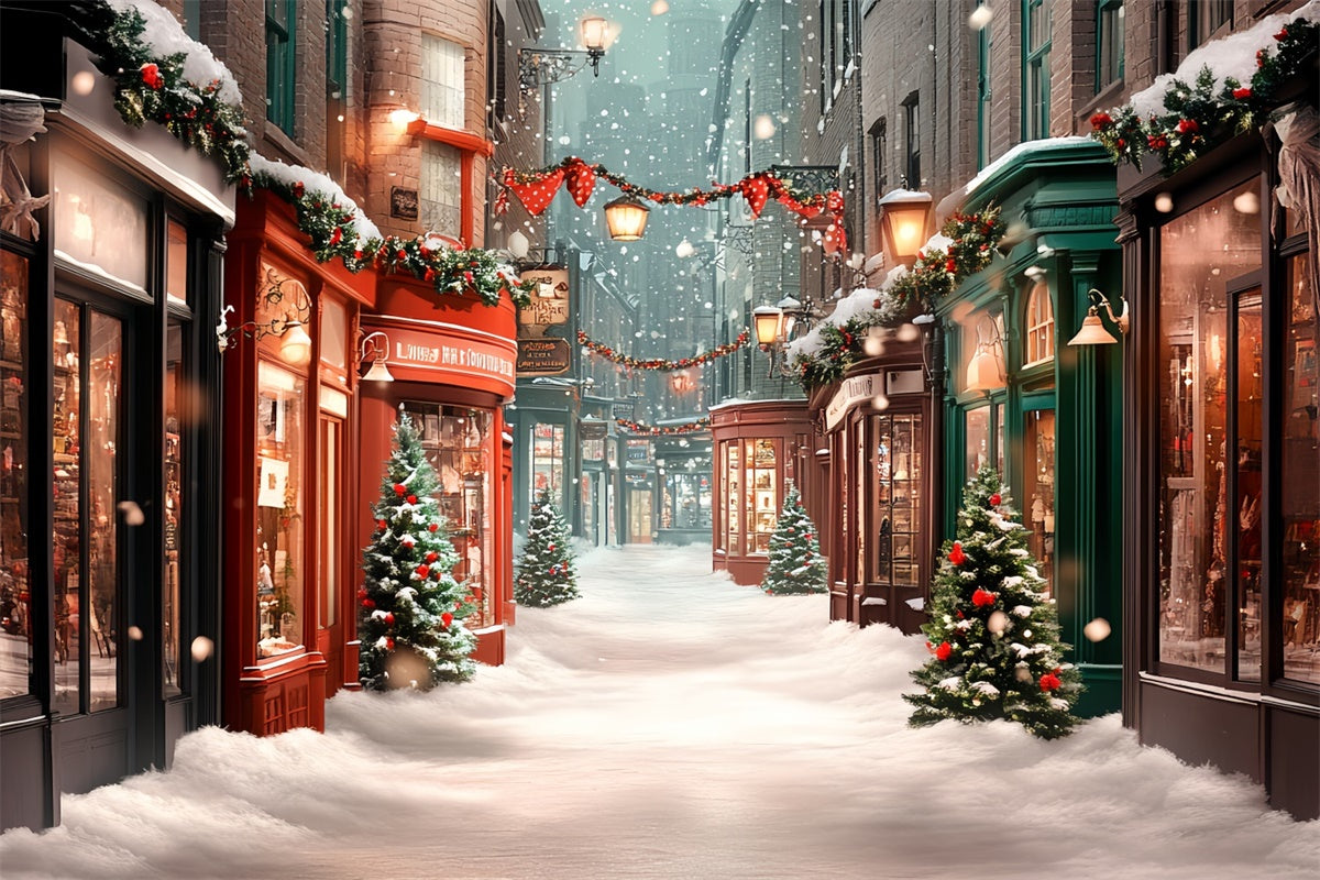 Toile de fond photo Noël Rue Hivernale Conviviale CSH6-265