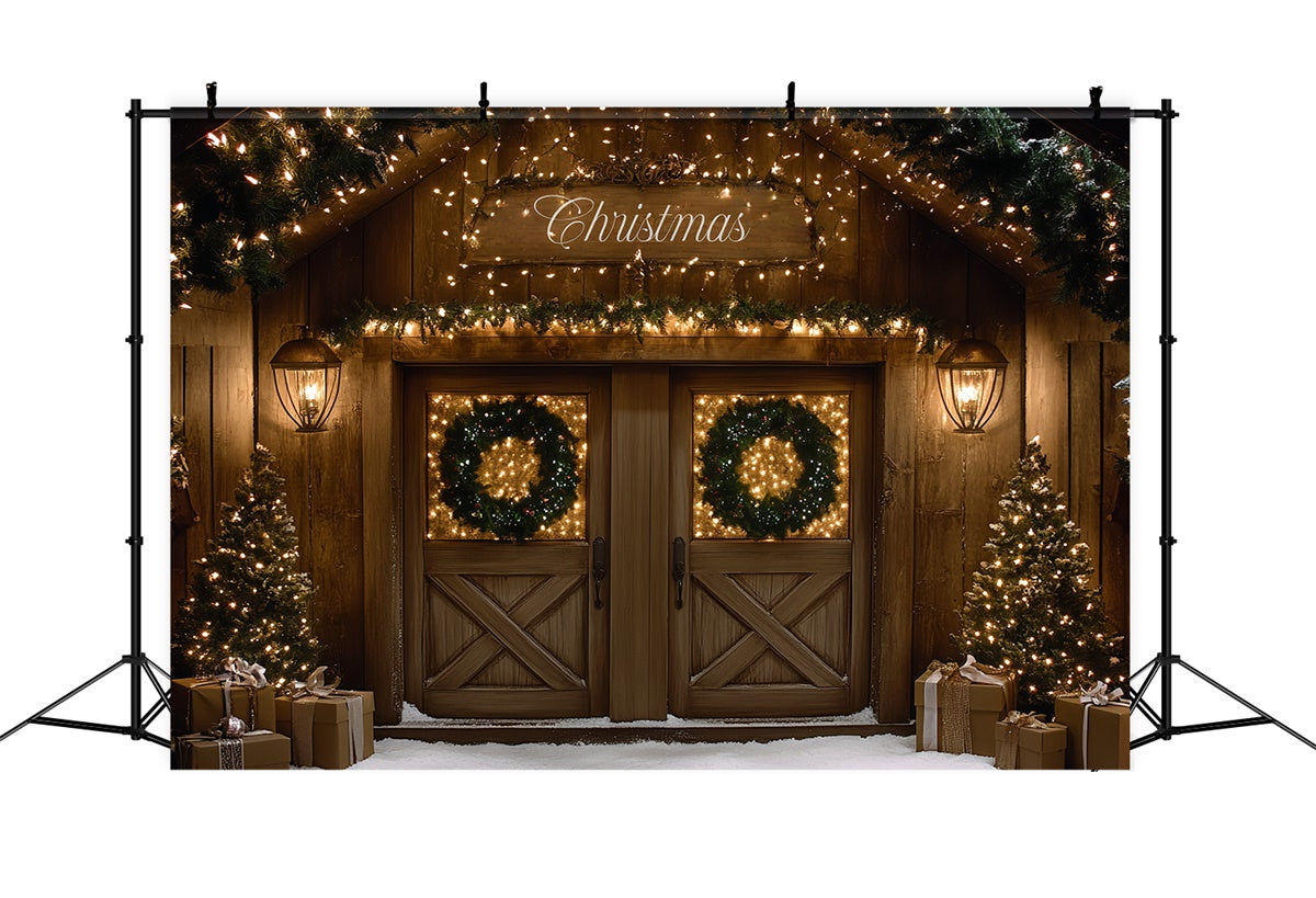 Toile de fond Noël Entrée de Chalet Festif CSH6-267