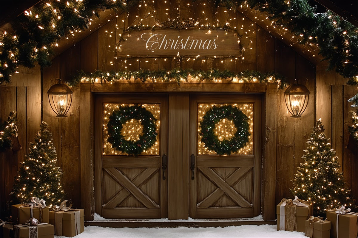 Toile de fond Noël Entrée de Chalet Festif CSH6-267