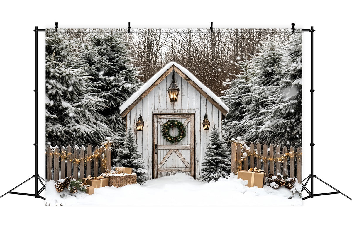 Toile de fond Noël Cabane Rustique de Noël CSH6-269