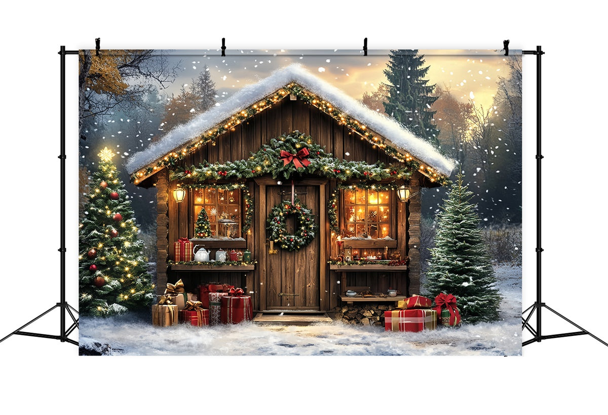 Toile de fond Noël Lodge Enneigé Magique Professionnel CSH6-272