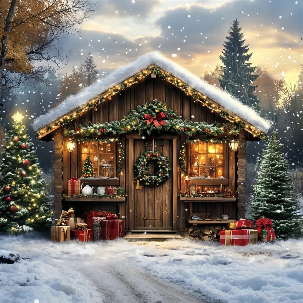 Toile de fond Noël Lodge Enneigé Magique Professionnel CSH6-272