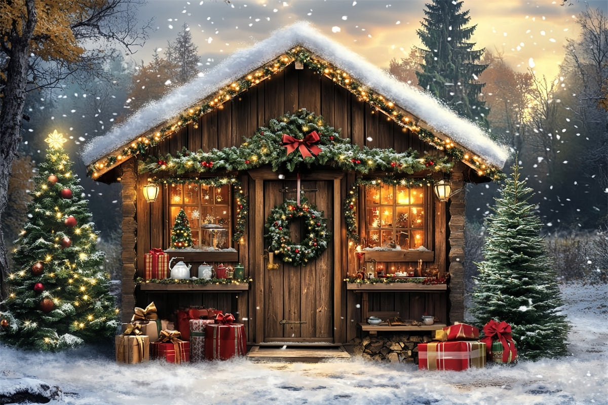 Toile de fond Noël Lodge Enneigé Magique Professionnel CSH6-272