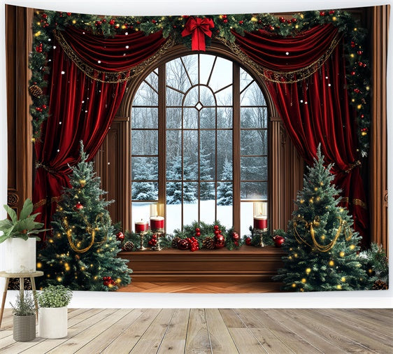 Toile de fond Noël Rideaux Élégants de Noël CSH6-273