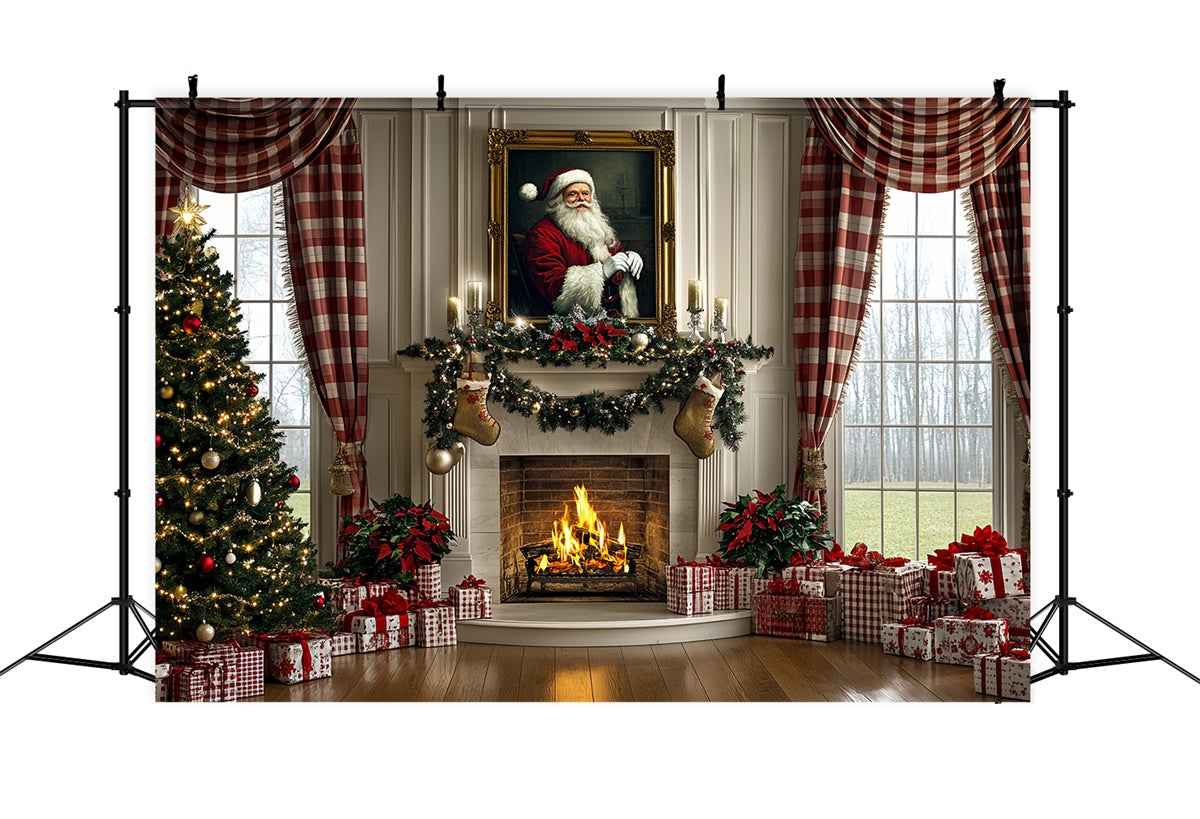 Toile de fond de Noël Foyer Traditionnel de Noël CSH6-275