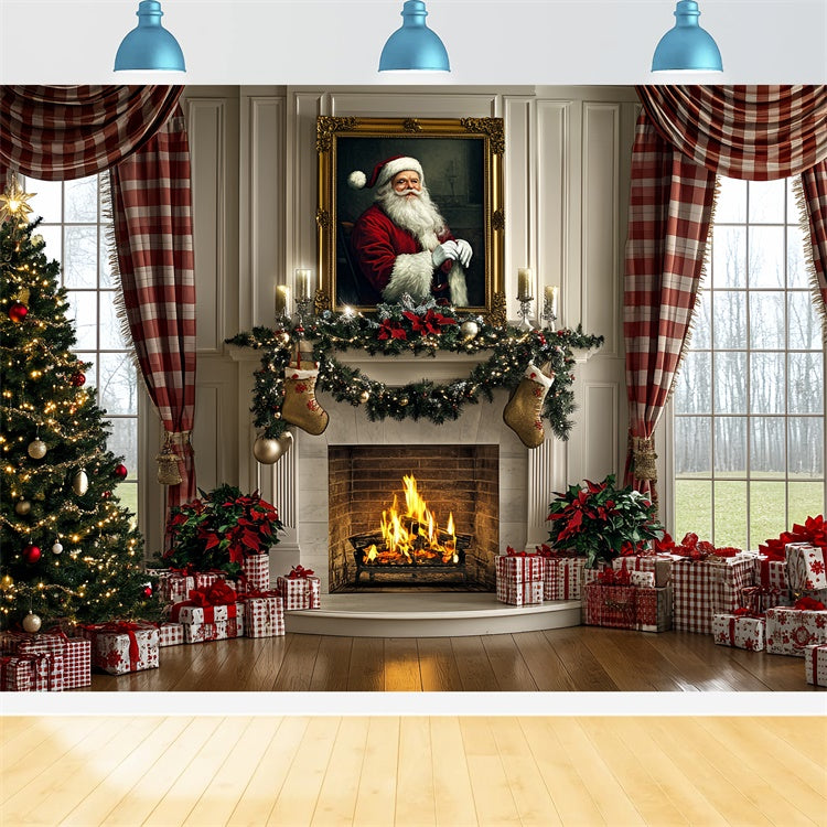 Toile de fond de Noël Foyer Traditionnel de Noël CSH6-275