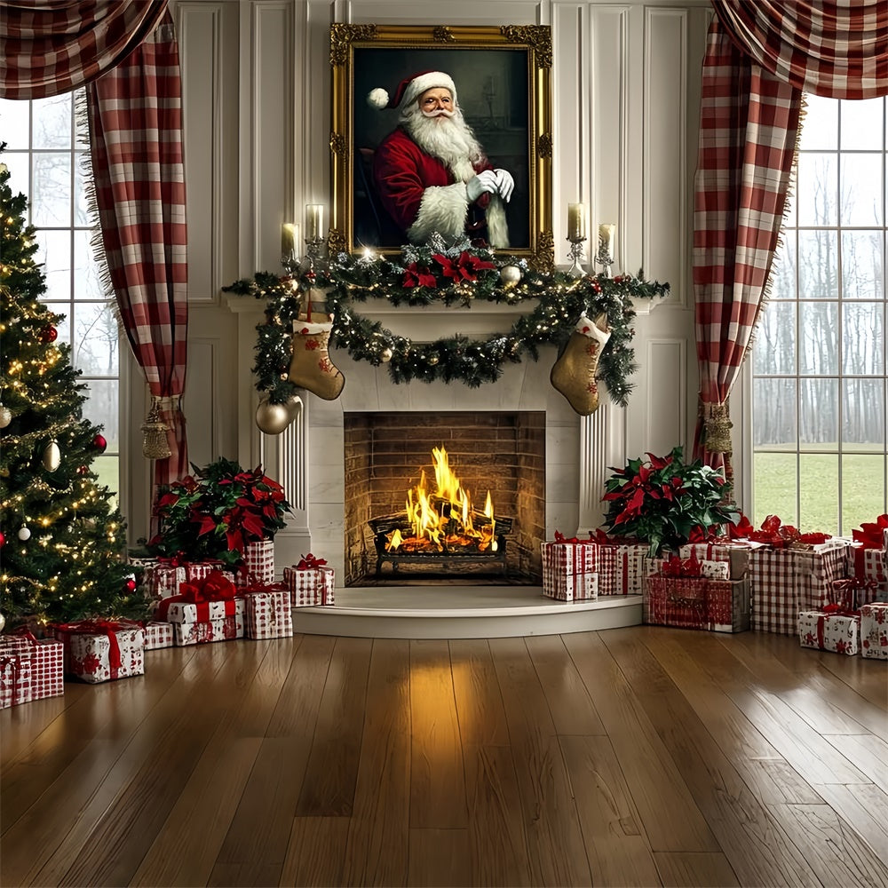 Toile de fond de Noël Foyer Traditionnel de Noël CSH6-275