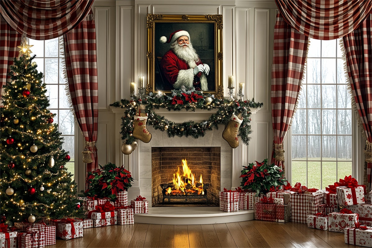 Toile de fond de Noël Foyer Traditionnel de Noël CSH6-275