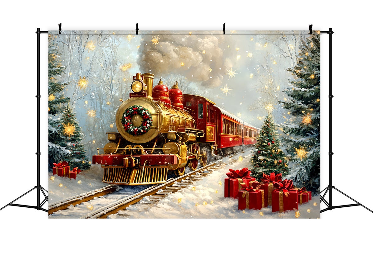 Toile de fond Noël Rails de Train Enneigés Professionnels CSH6-276