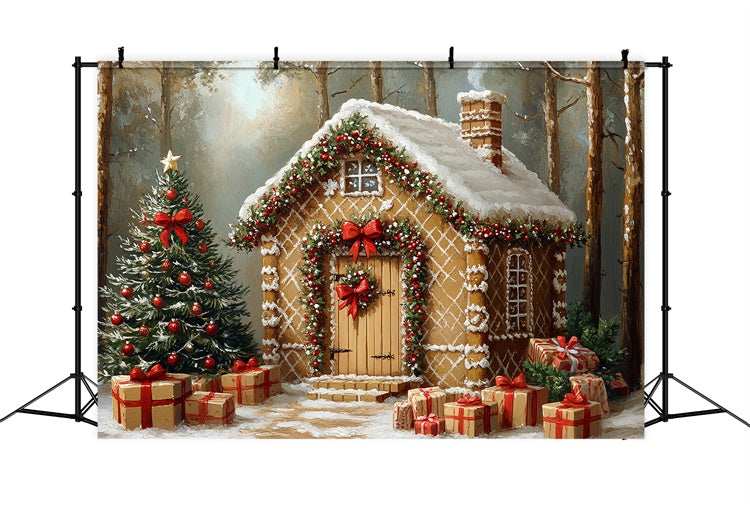 Toile de fond photo Noël Chalet Sucré Givré CSH6-277